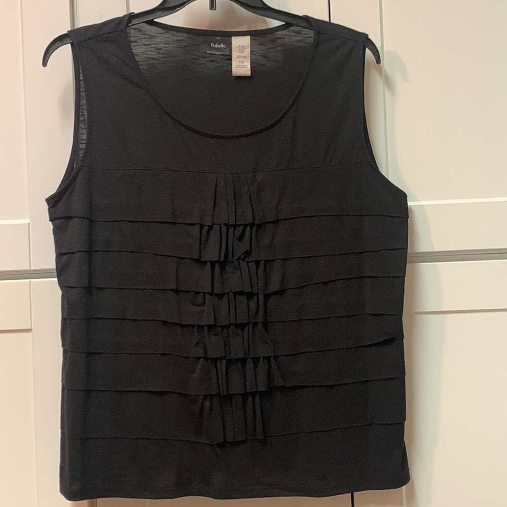 Rafaela XXL Black sleeveless top with layered, pleated detail on front. NWOT.